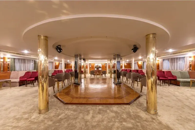 The lounge and bar area of the Magic I Nile Cruise ship
